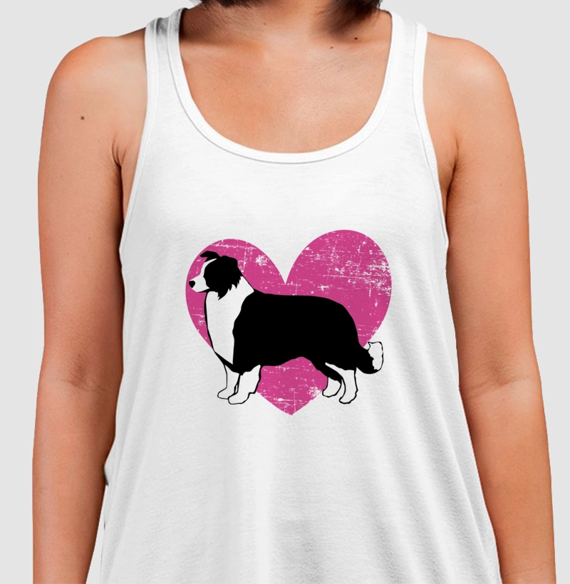 Border Collie Coração Rosa