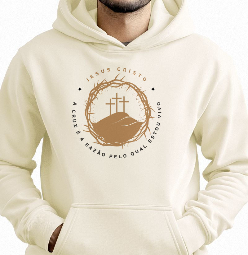Moletom c/ capuz - A cruz é a razão pelo qual estou vivo
