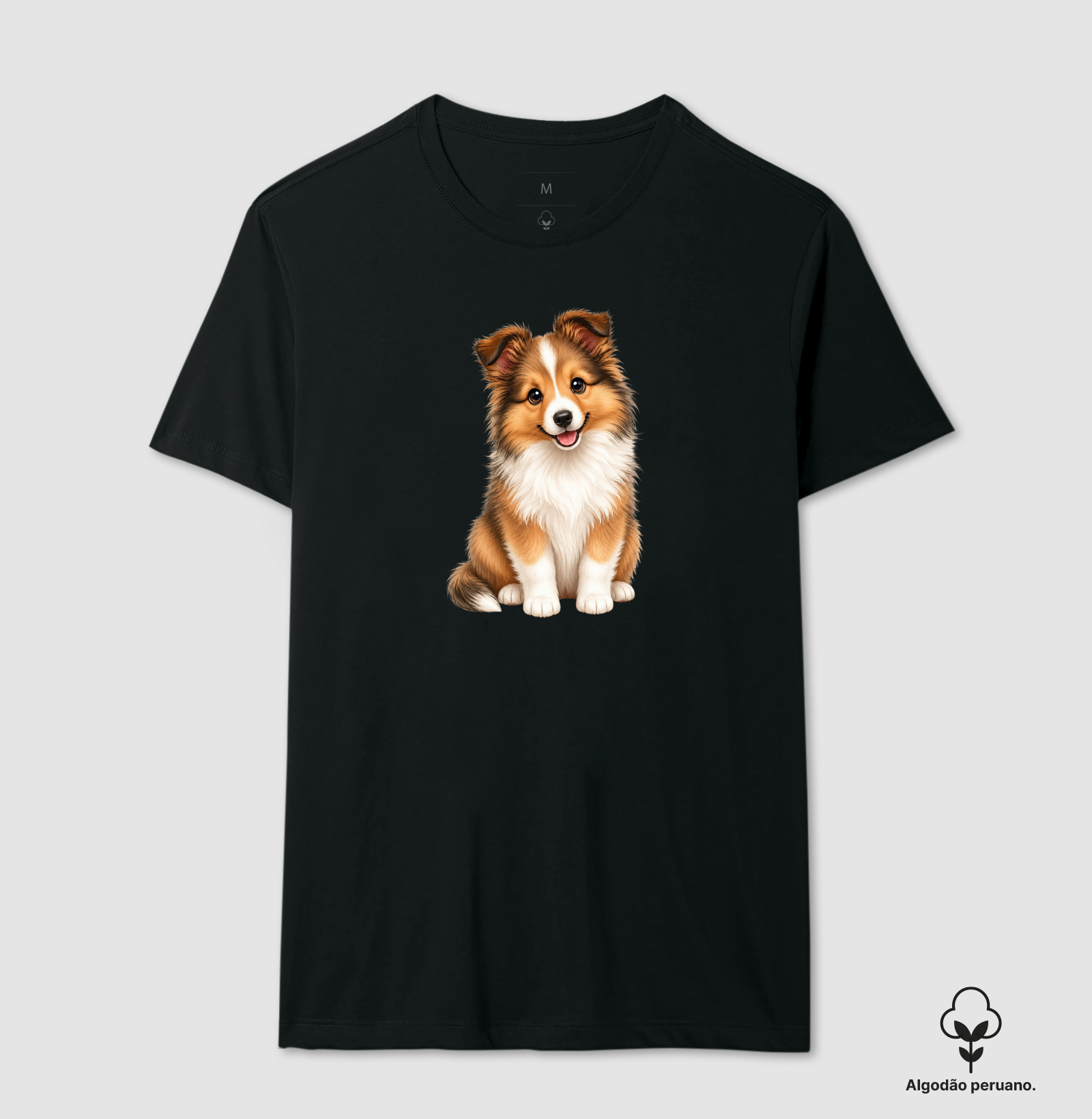 Pastor de Shetland - Desenho Animado - Camiseta Algodão Peruano
