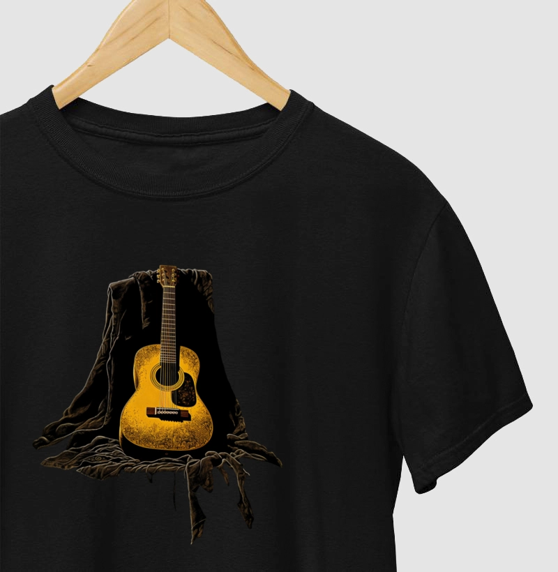 Golden Acoustic Guitar Elegance