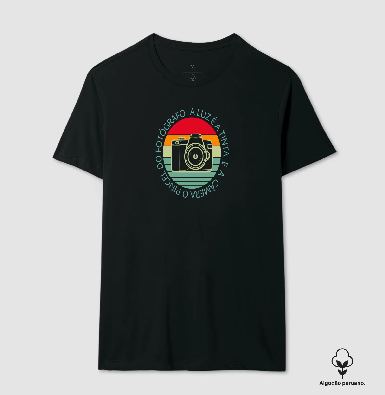 Camiseta Premium masculina algodão Peruano a luz é a tinta
