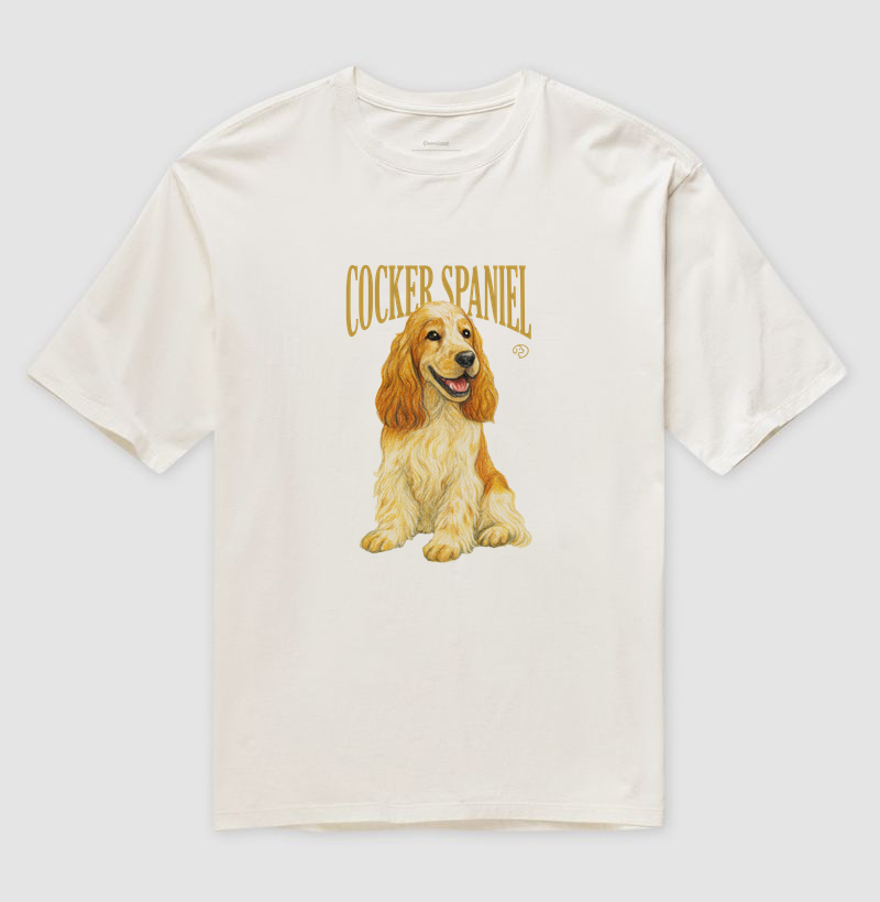 Cocker Spaniel Laranja Ruão Vintage - Camiseta Oversized