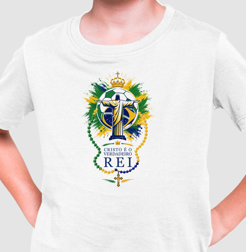 Camiseta Infantil Cristo é o Verdadeiro Rei