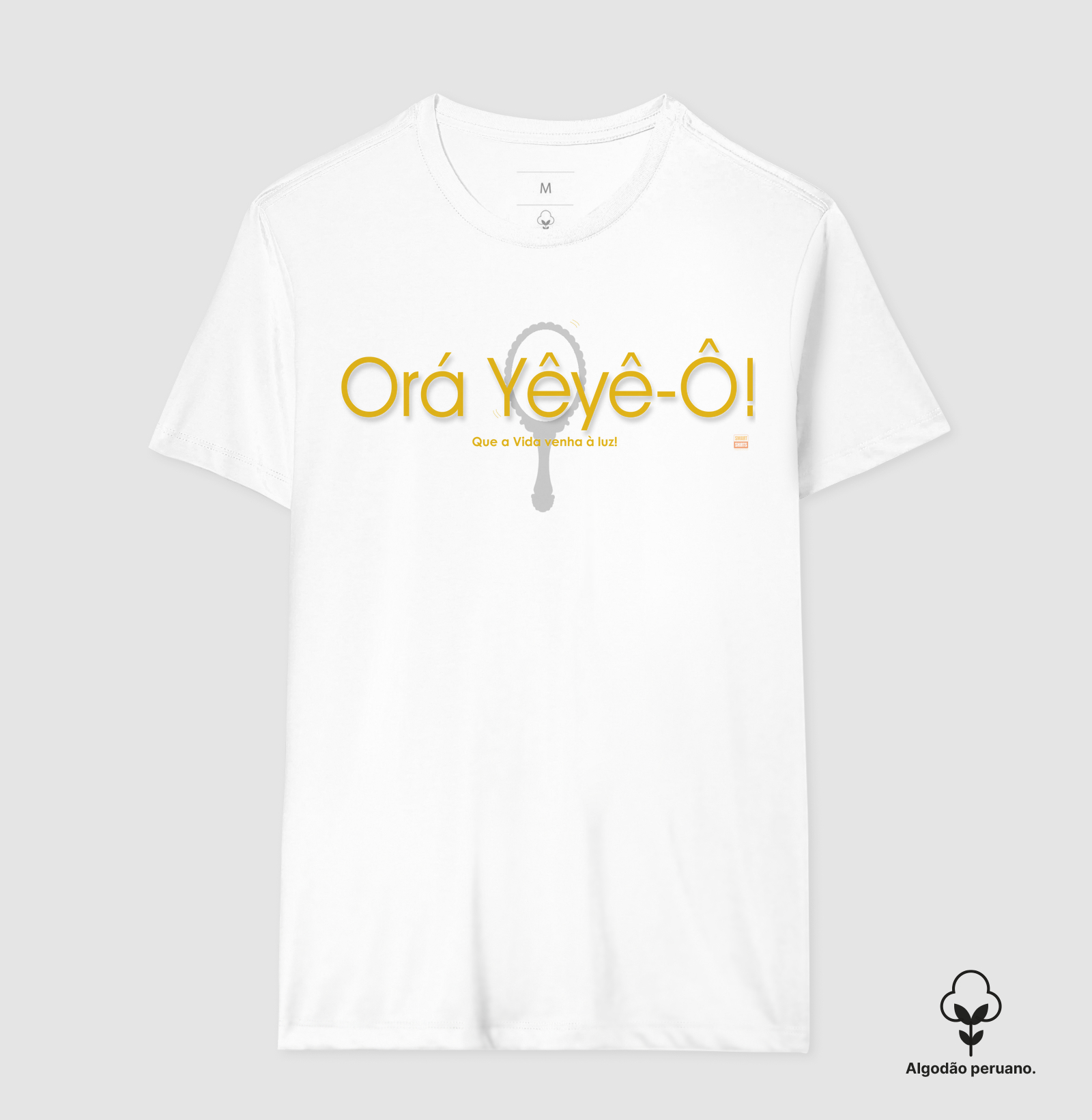 Camiseta Algodão Peruano Orá Yêyê-Ô! Branca - Oxum