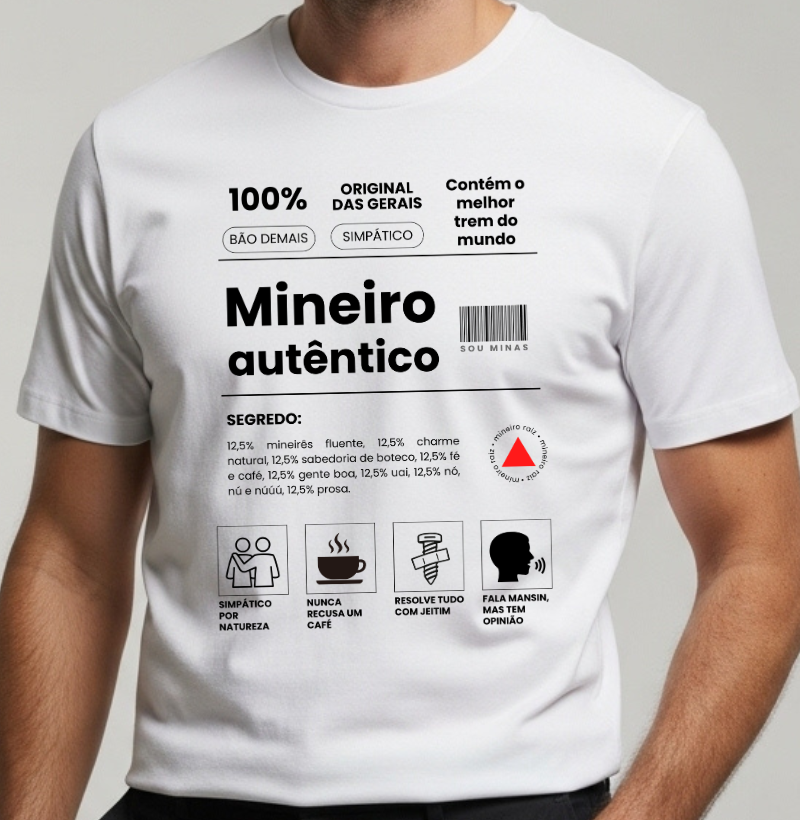 Camiseta Orgulho Mineiro | Rótulo 100% Mineiro