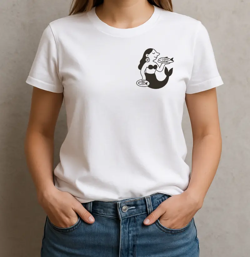 Camiseta Sereia com Peixe - por Maísa Campos