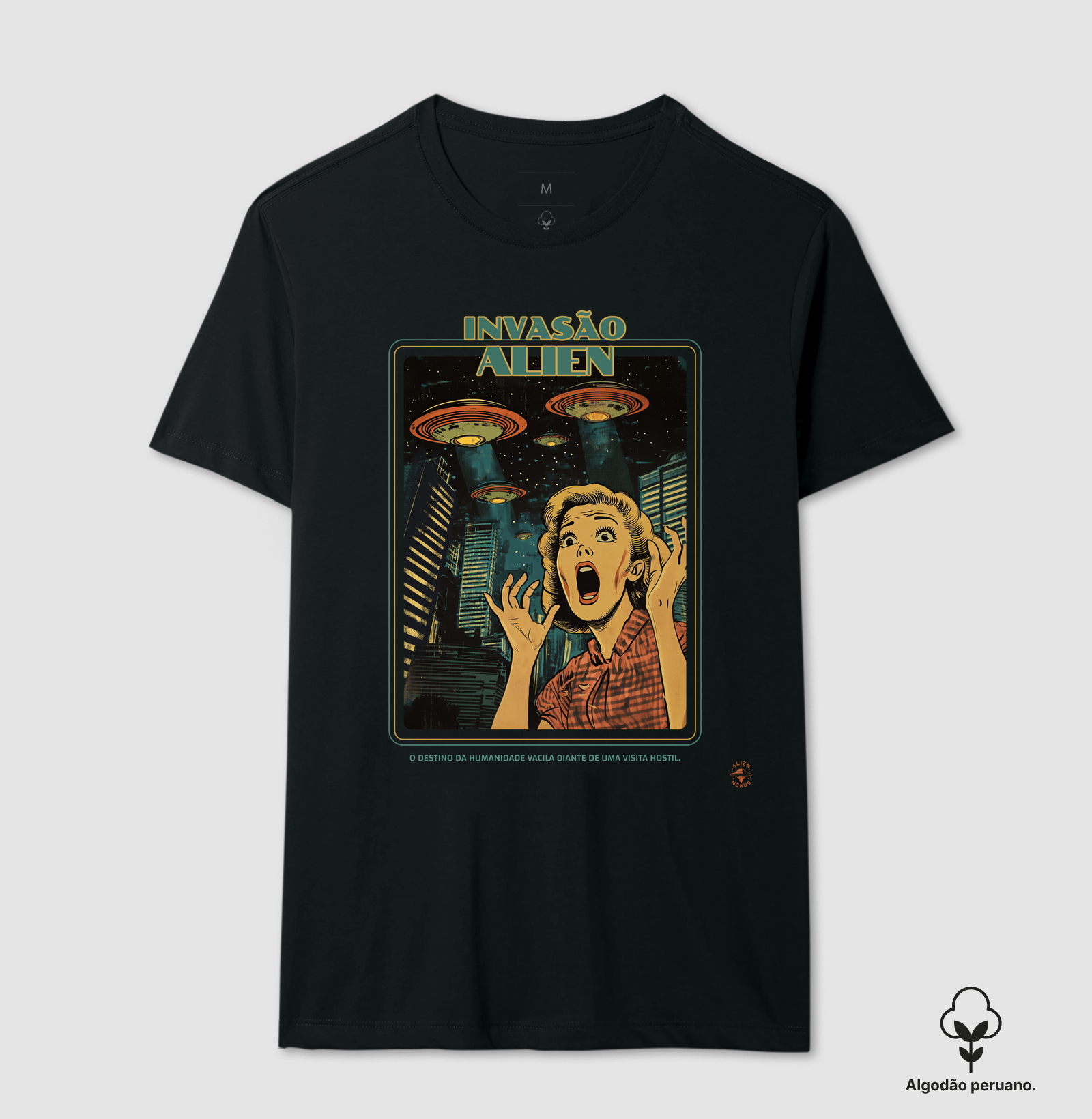 Camiseta Algodão Peruano Invasão Alien