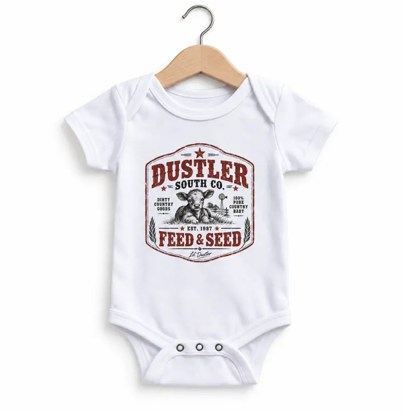 Body Bebê Unissex Feed & Seed – Lil’ Dustler Country 100% Algodão