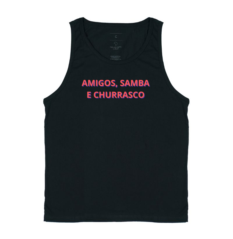camiseta amigos, samba e churrasco