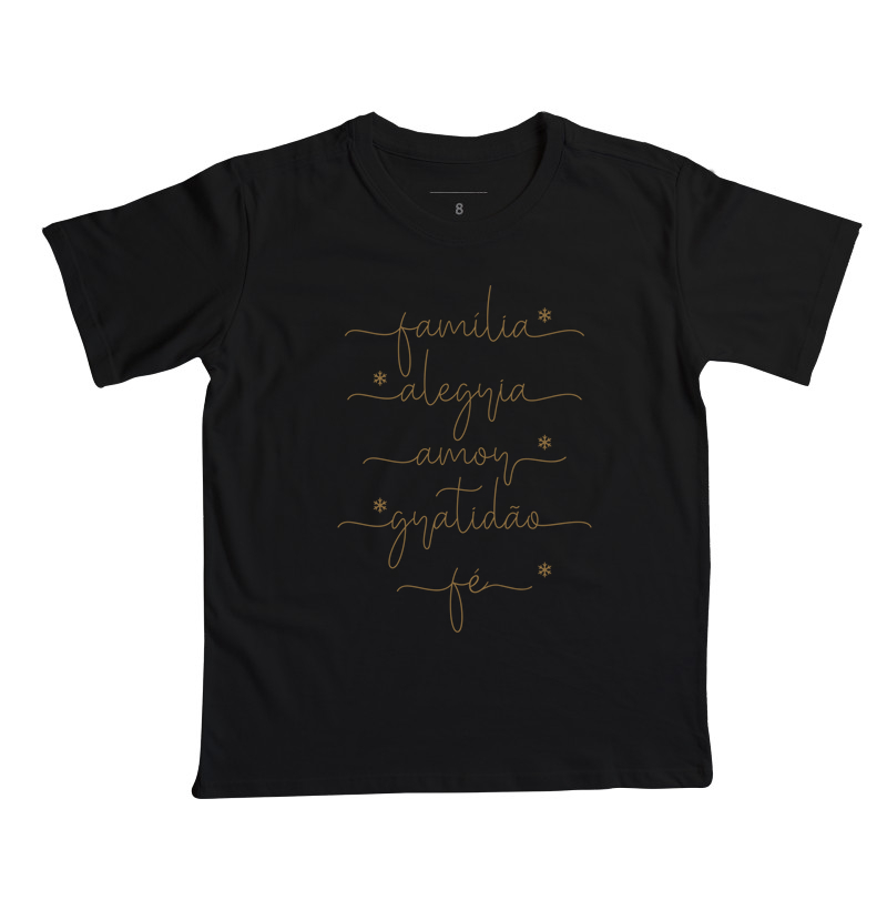 Família, Alegria, Amor, Gratidão, Fé - Estampa Dourada