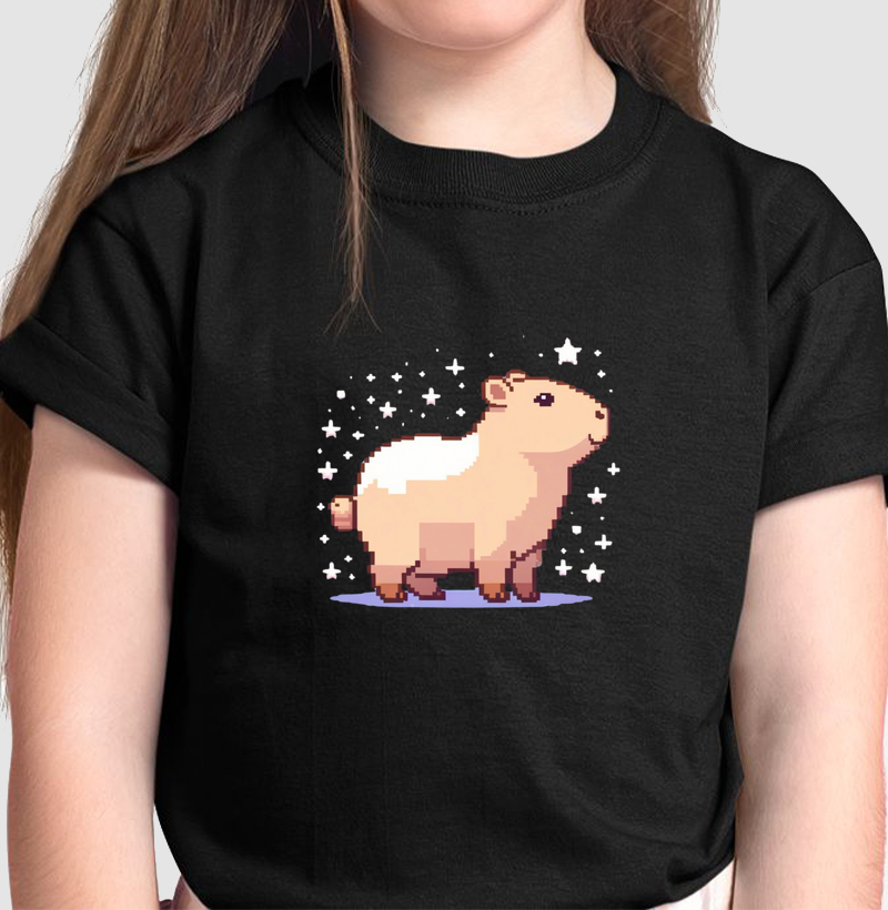 Camiseta Infantil Capivara Pixel Art