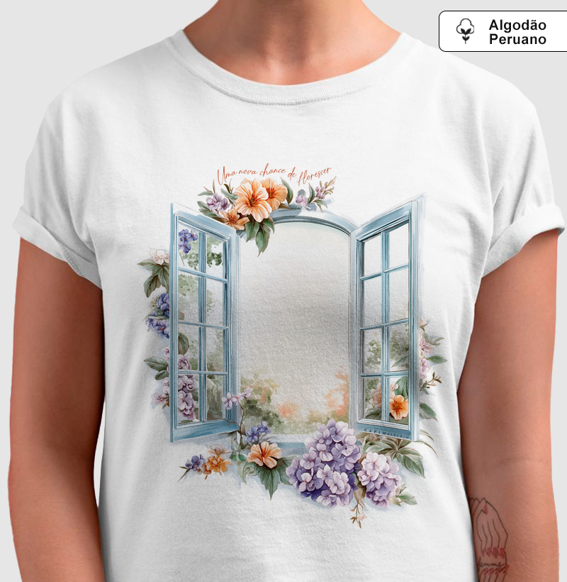 T-shirt Janela Florida - Algodão Peruano