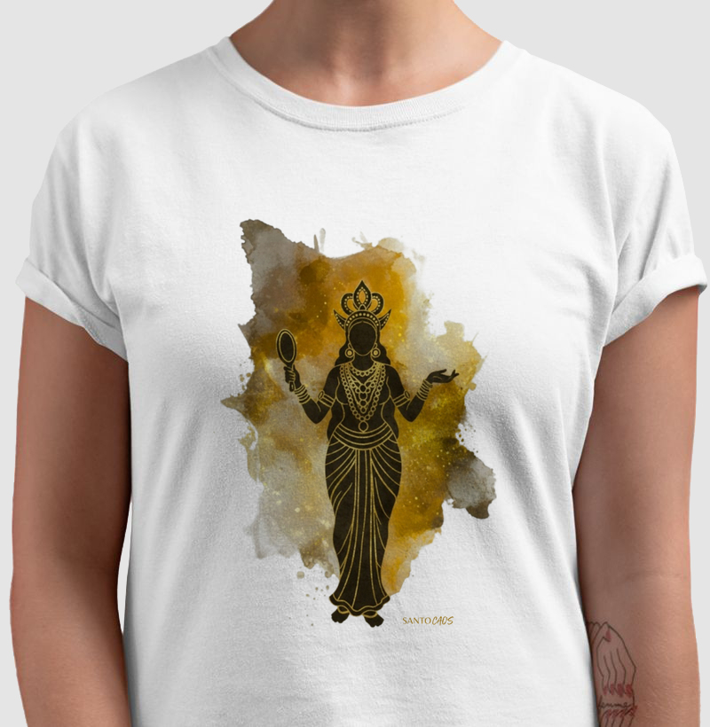Camiseta Oxum - Ouro das Águas (Aquarela)