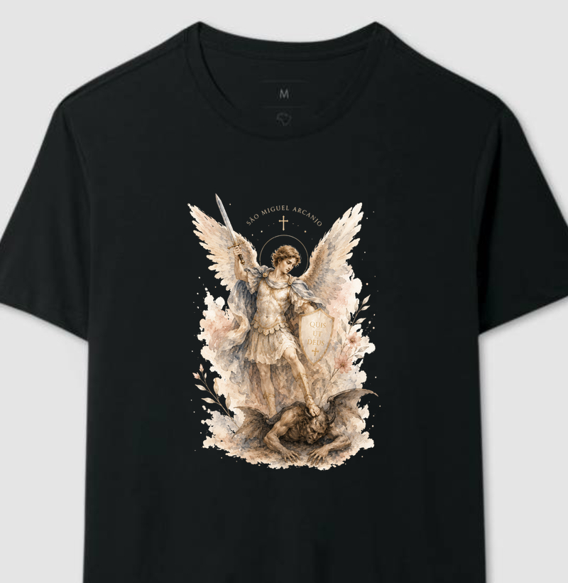 Camiseta São Miguel Arcanjo em Aquarela