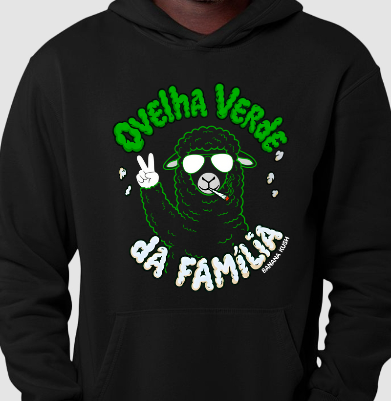 Ovelha Verde da Família Moletom Premium com Capuz