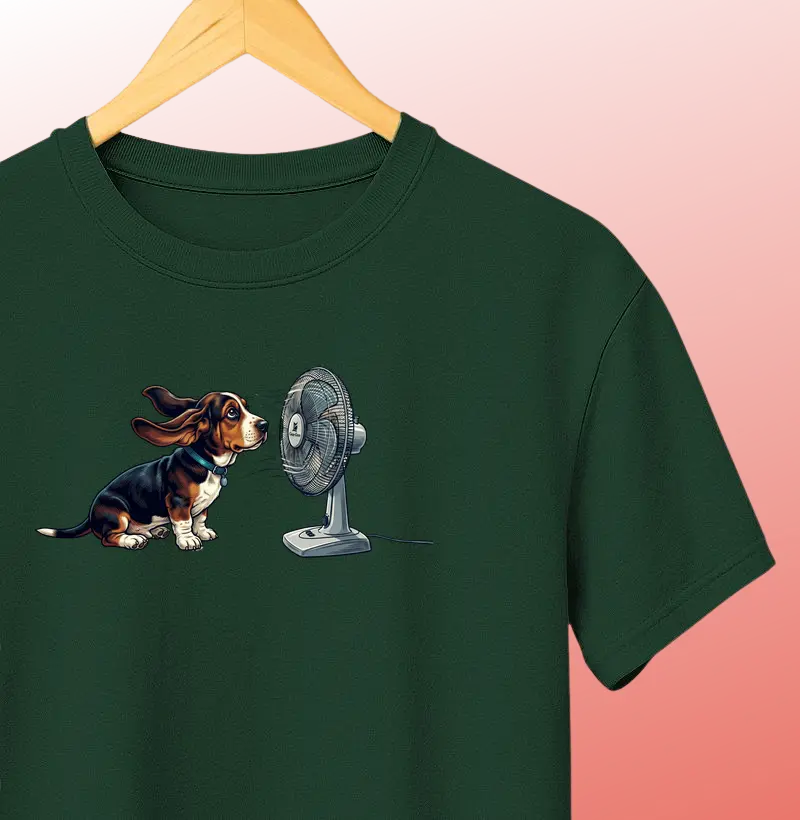 Basset Hound e o ventilador