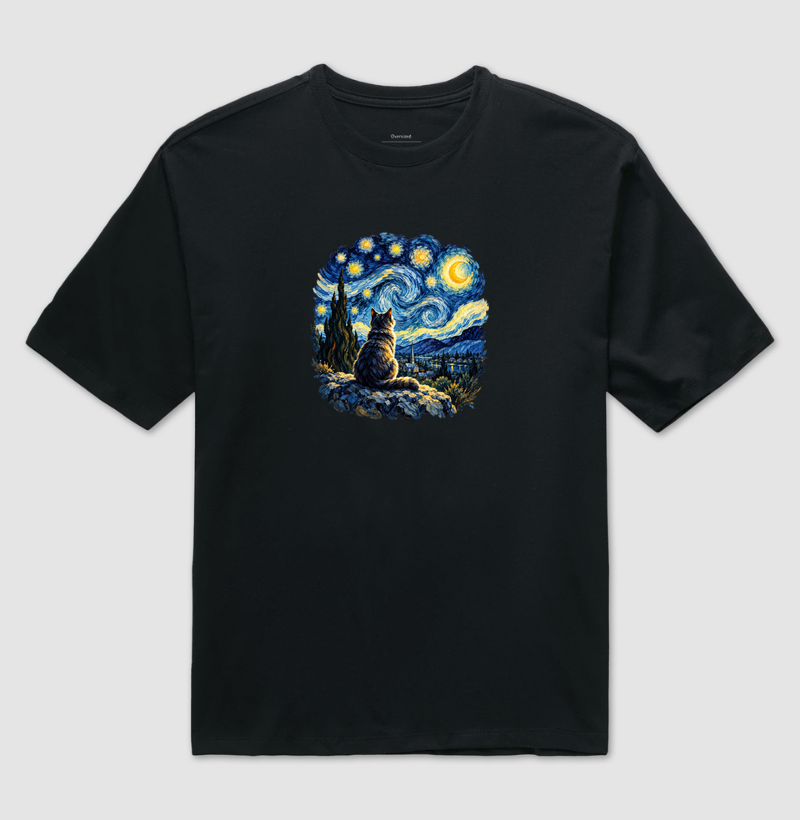 Gato Van Gogh - Camiseta Oversized