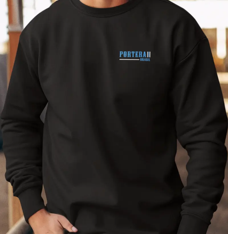 Moletom Gola Careca - Detalhes Azul