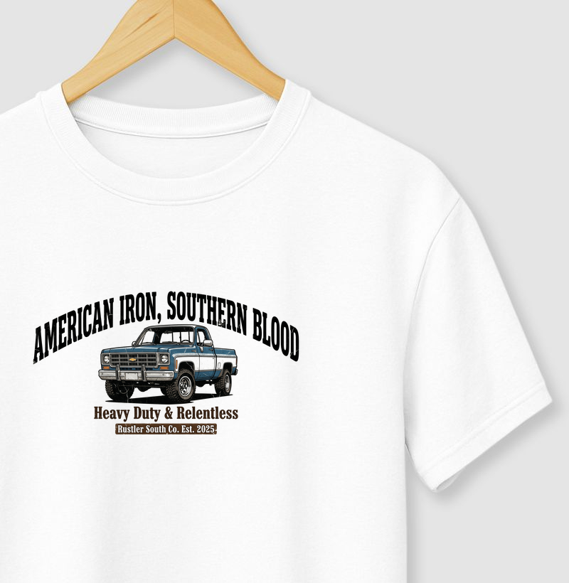 Camiseta Country Masculina American Iron Southern Blood Rustler South Co