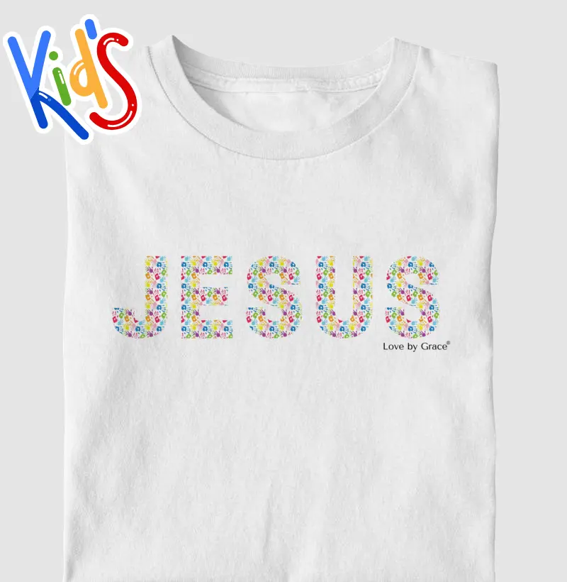 Camiseta Kids Jesus fundo mãozinhas