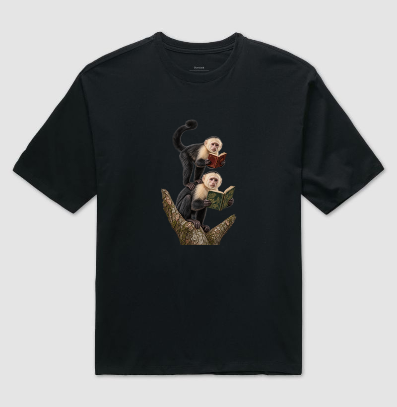 Leitura em Família - Macacos Capuchinhos - Camiseta Oversized