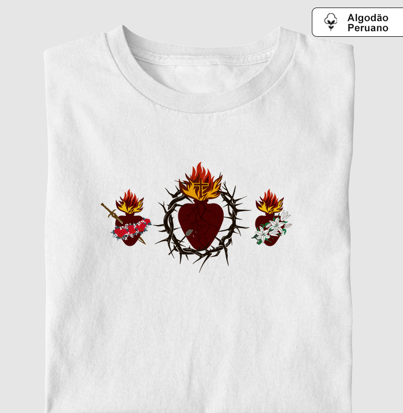 Sagrado Coração Maria, Jesus e José Algodão Peruano