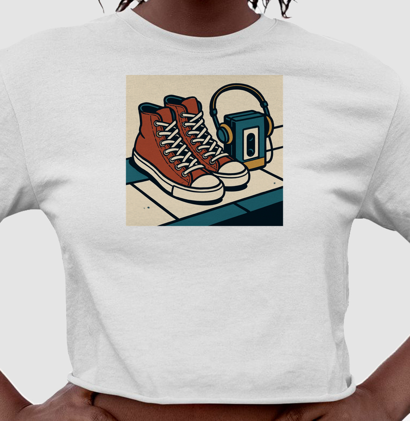 Cropped Mixtape na Calçada — Tênis & Walkman | Posto80