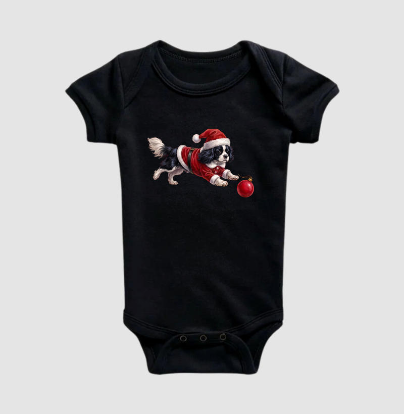 Cavalier King Preto - Natal - Body Infantil