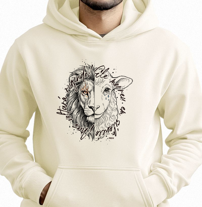 Moletom Capuz Hoodie Estampa - Cordeiro e Leão