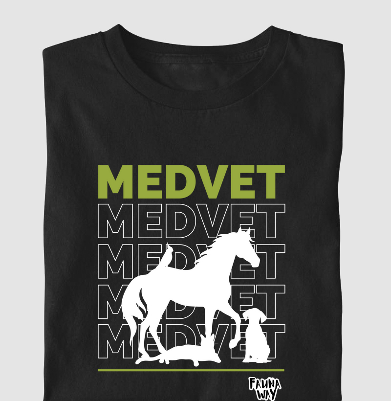 Camiseta Med Vet Silhueta Medicina Veterinária Animais Algodão - Fauna Way