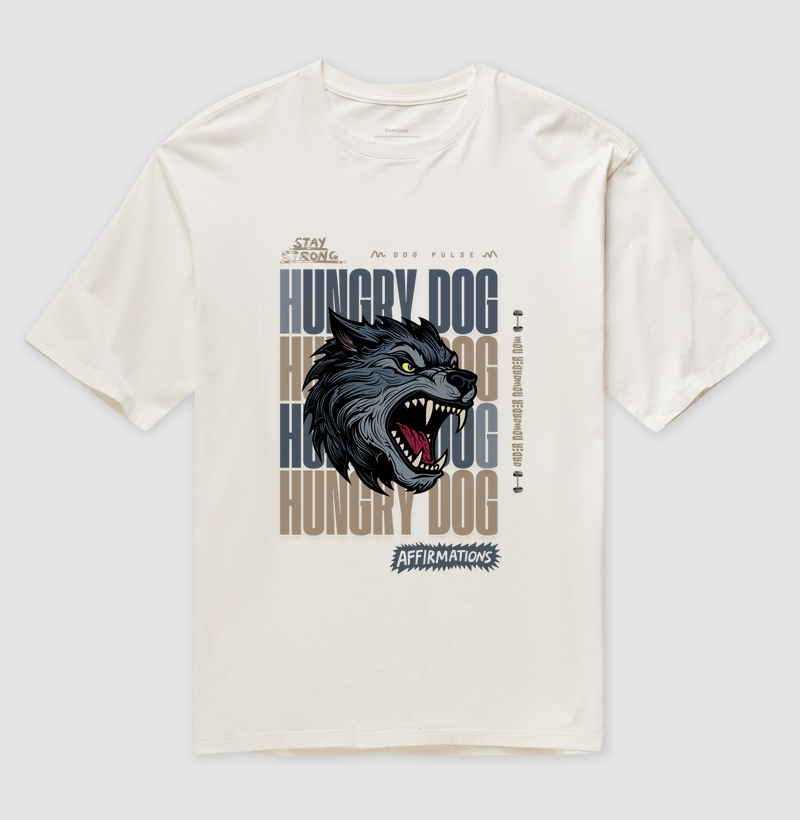 Camiseta Oversized Dog Pulse Stay Strong White