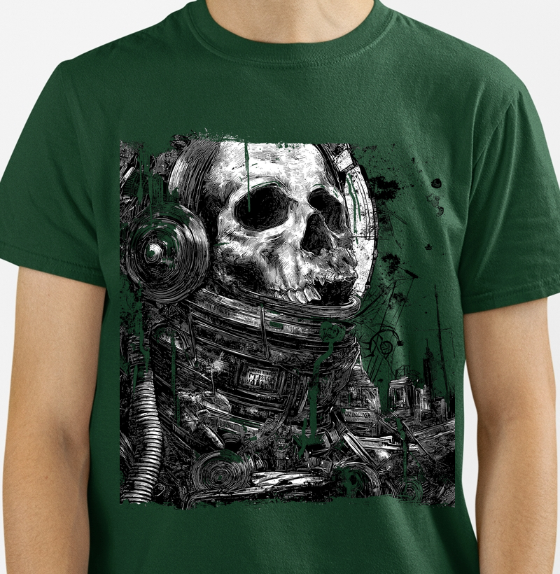 Camiseta Astronauta - Exploração e Isolamento Sombrio | Exílio Röck - Armadura Urbana