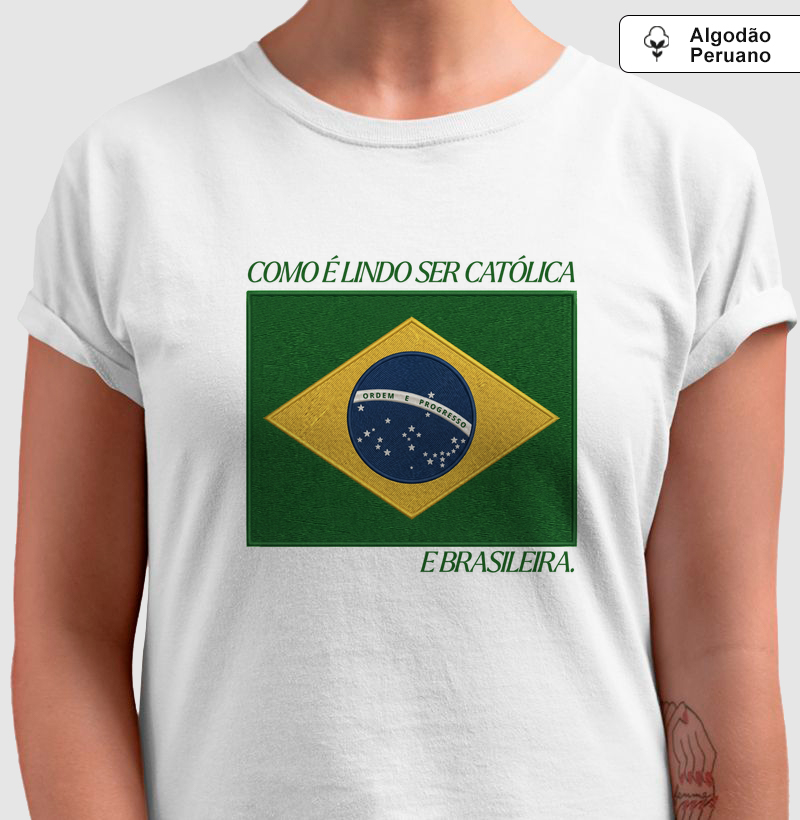 Camisa Brasil Bandeira Estilo Bordada