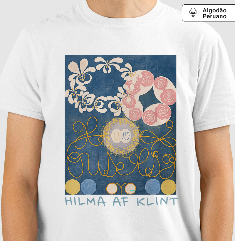 Camiseta Hilma af Klint Arte Abstrata Floral | Algodão Peruano Premium
