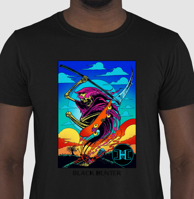 camiseta skate mortal black hunter