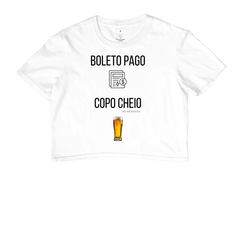 Boleto pago, copo cheio