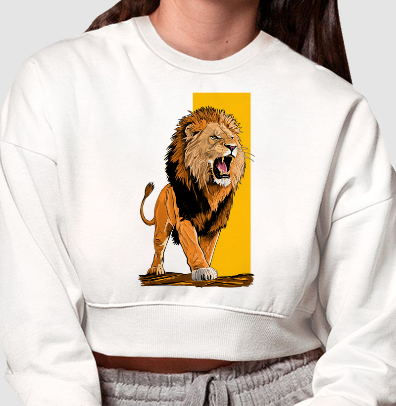 Cropped Moletom O Rugido do Leão
