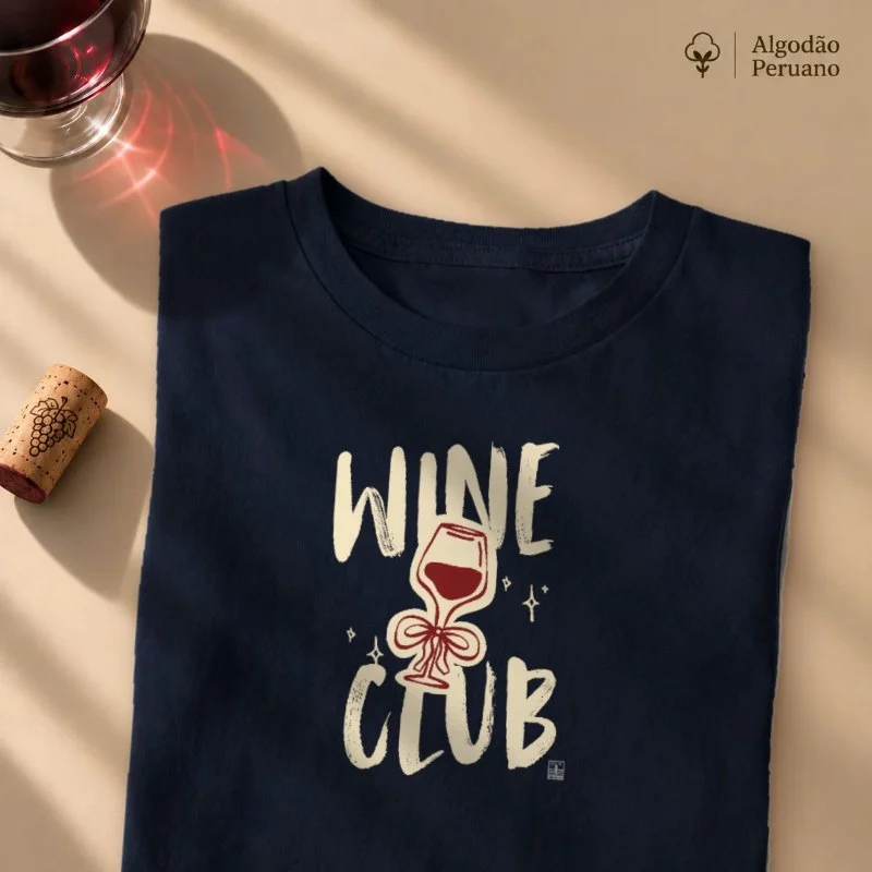 Camiseta Vinho - Wine Club - Camiseta Algodão Peruano