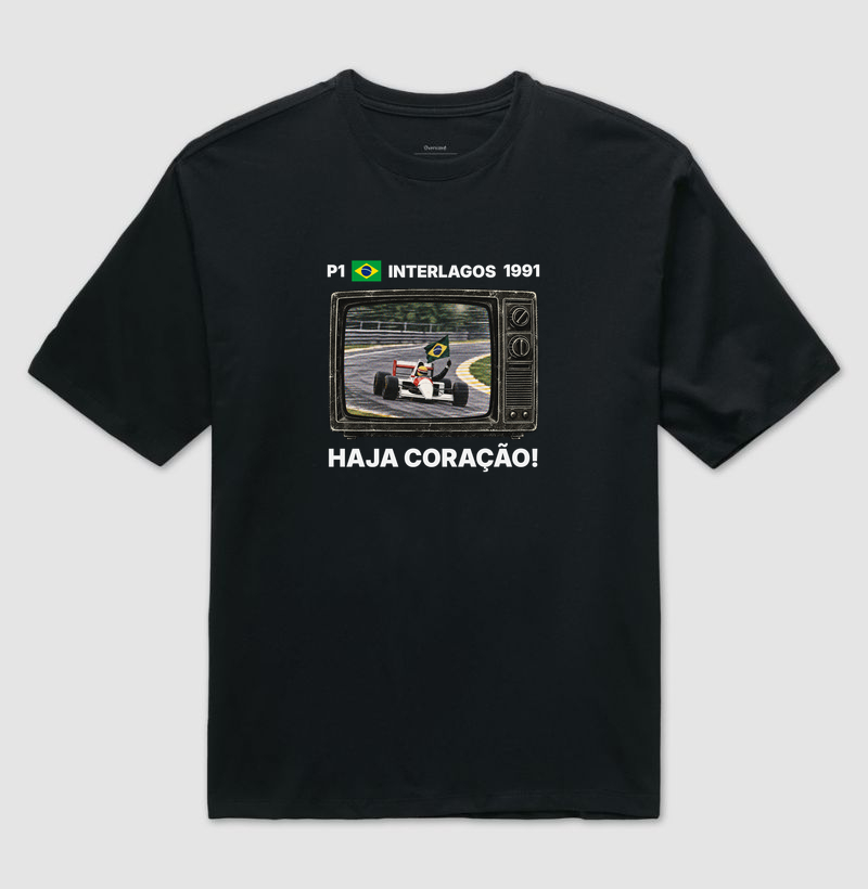 Domingo de Corrida – Camiseta Retrô TV Anos 90 Automobilismo - Camiseta Oversized