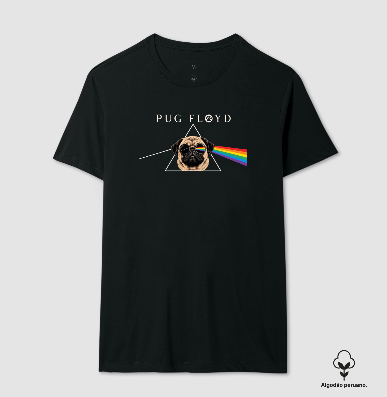 Pug Floyd - Camiseta Algodão Peruano