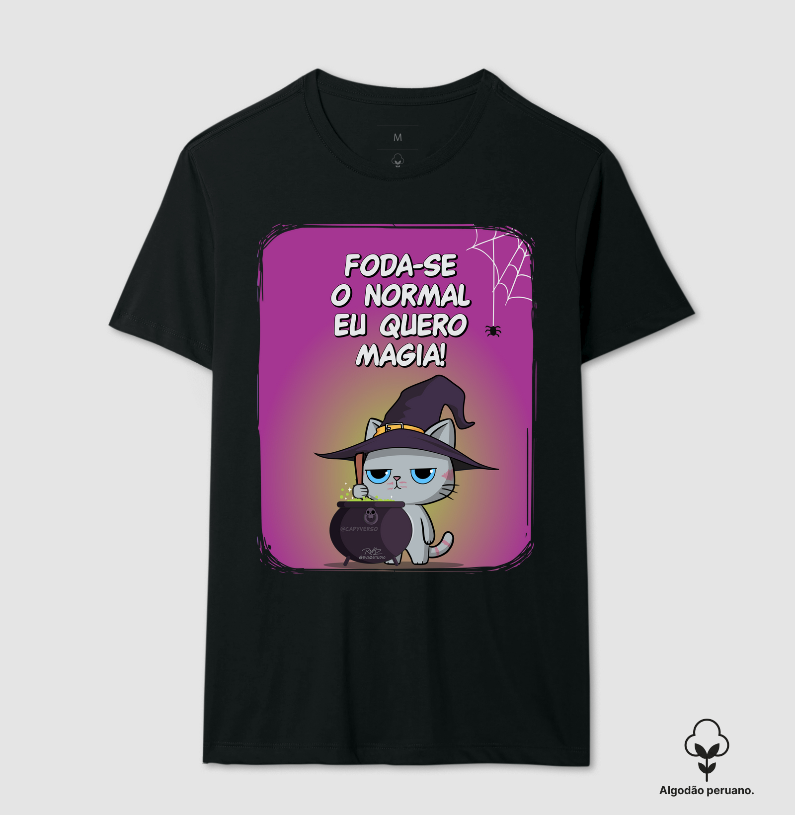 Camiseta Gato Sincero Magia - Camiseta Algodão Peruano