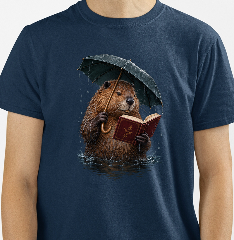 Castor Leitor na Chuva