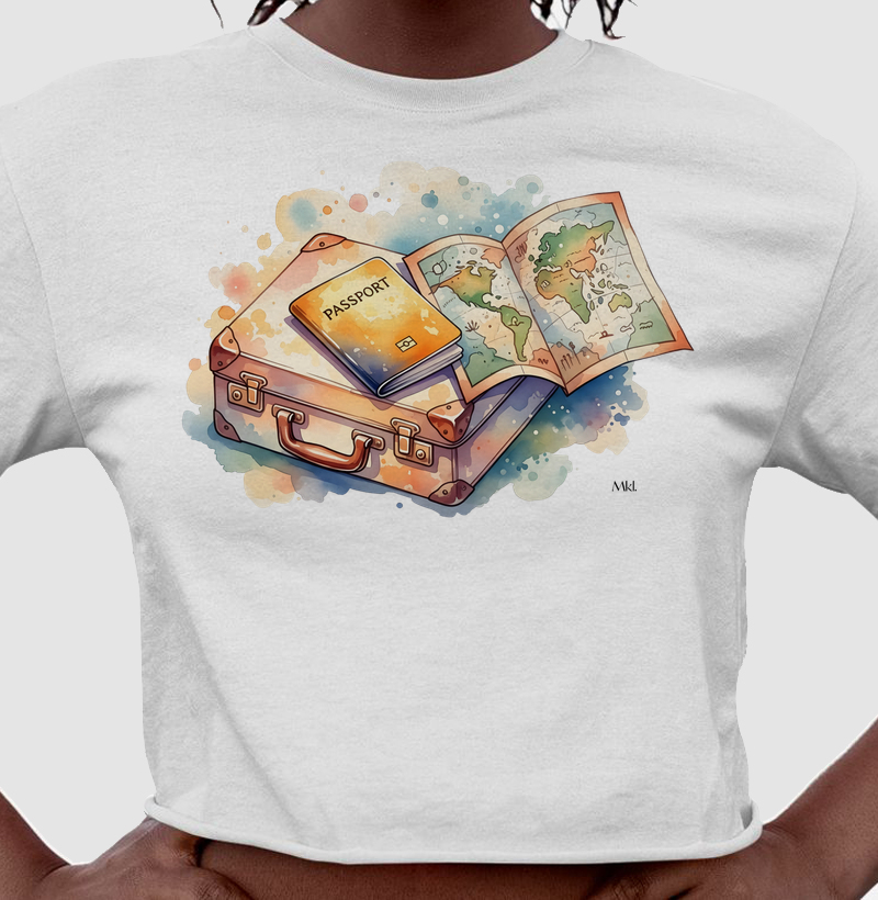 Cropped Algodão Premium - Mapa Mundi 