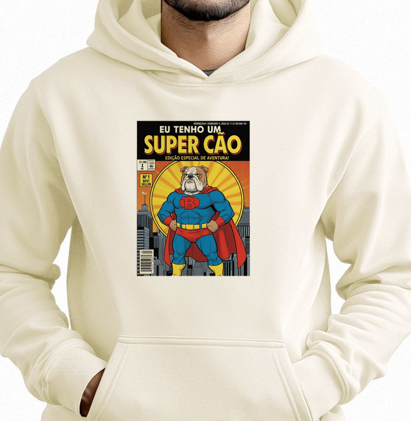 BULDOGUE - Super CÃO - Moletom Capuz 