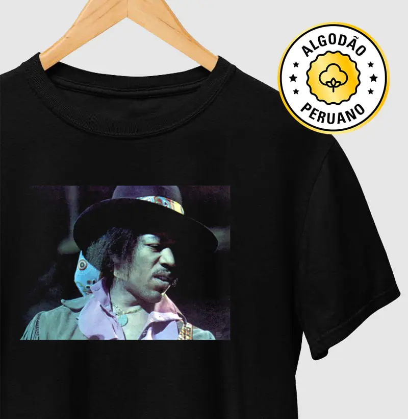 Jimi Hendrix, 1971 - Camiseta Algodão Peruano