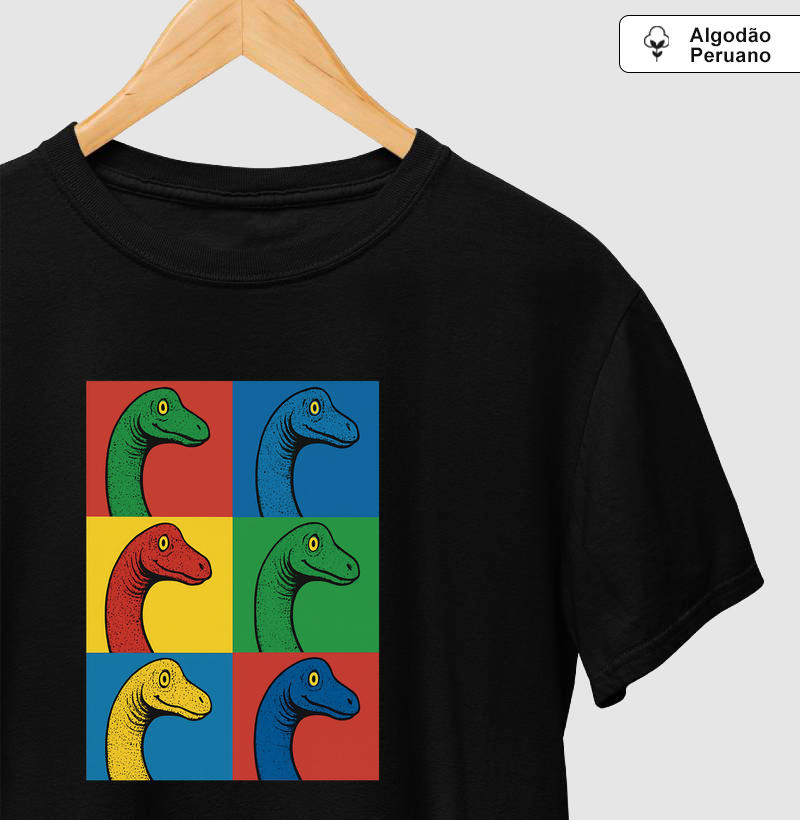 Camiseta Algodão Peruano Dino Pop Braquiossauro - Camiseta Algodão Peruano