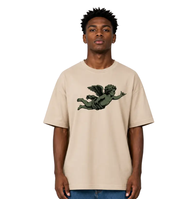 Camiseta Oversized Unissex Areia Sage Cherub