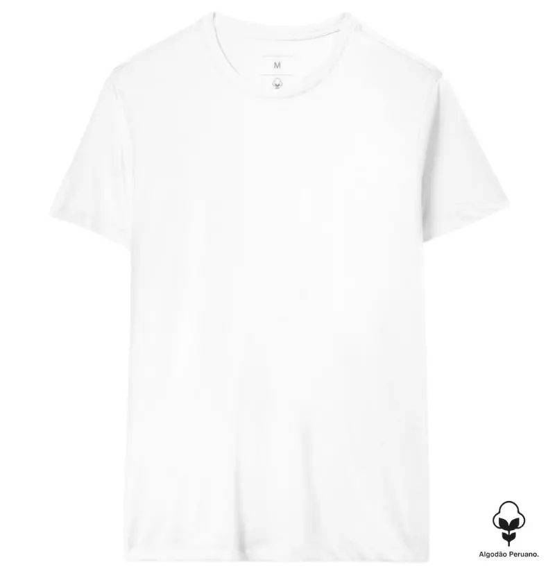 Camiseta lisa PREMIUM algodão peruano branca - CLÁSSICA 