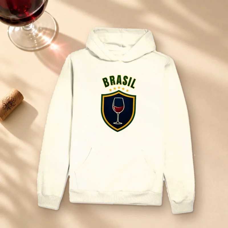 Hoodie Moletom Brasil & Vinho – Escudo - Hoodie Moletom