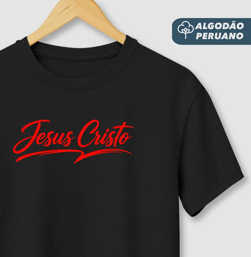 Camiseta Masculina Agodão Peruano Jesus Cristo Puro